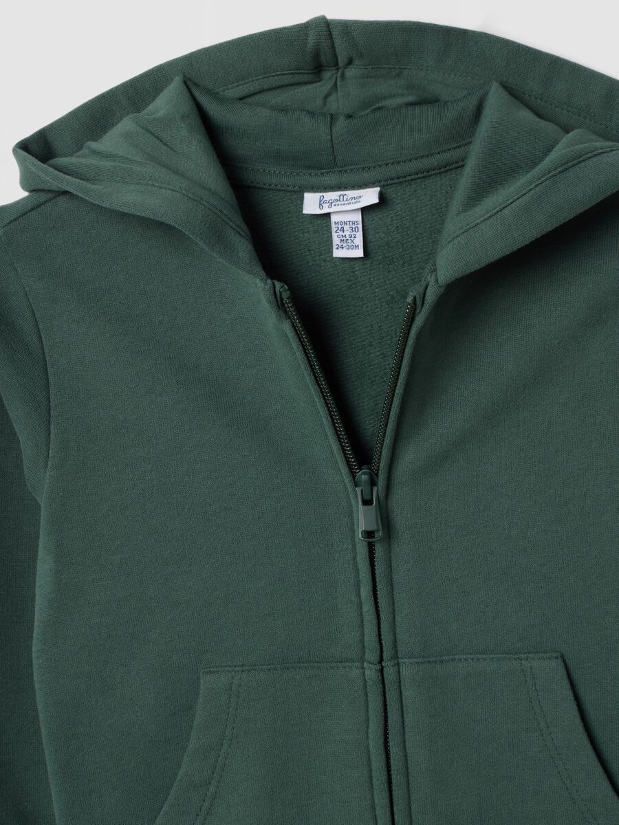 Felpa verde con cappuccio in puro cotone organico regular fit_2