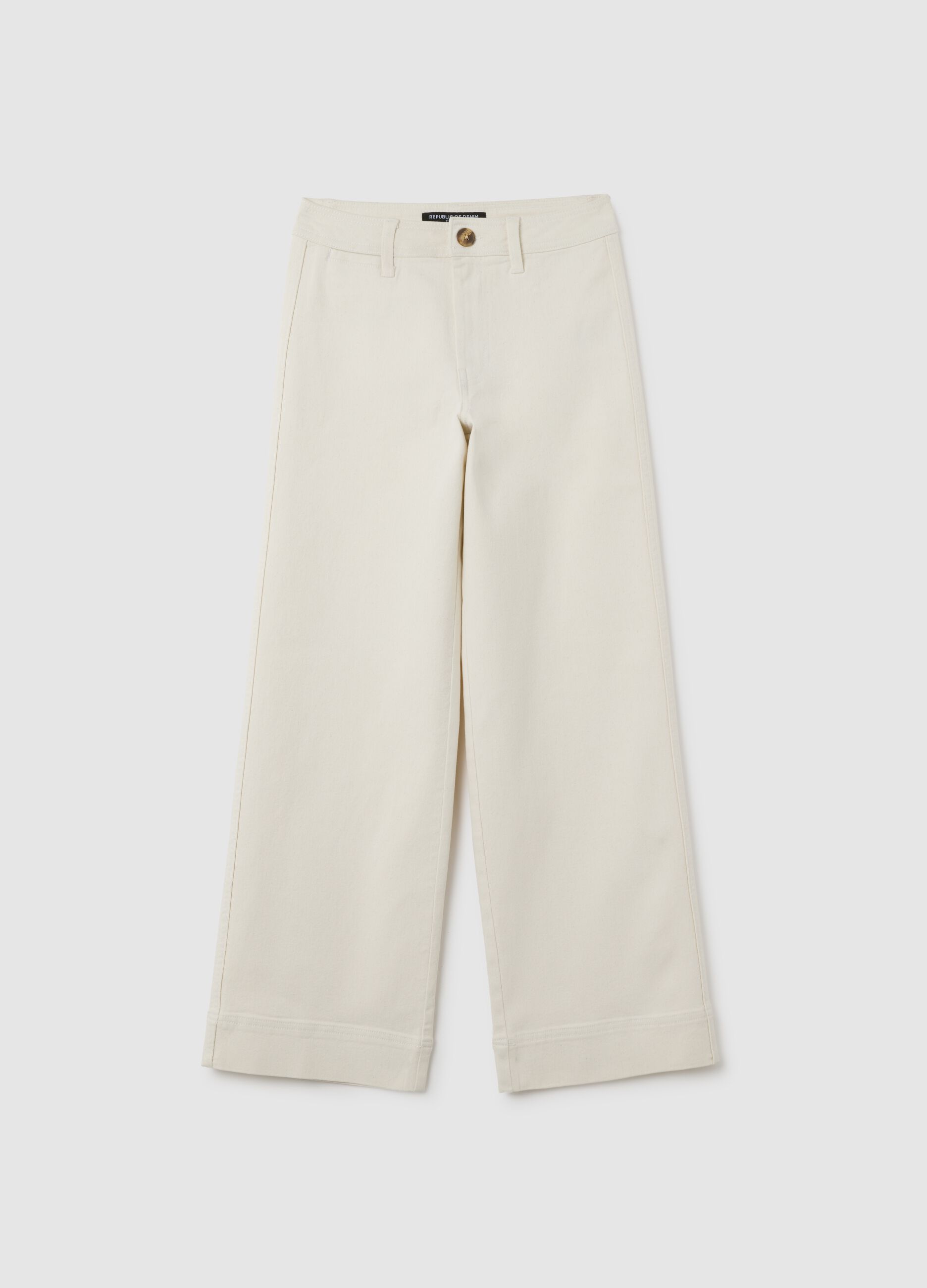 Wide beige denim women's trousers