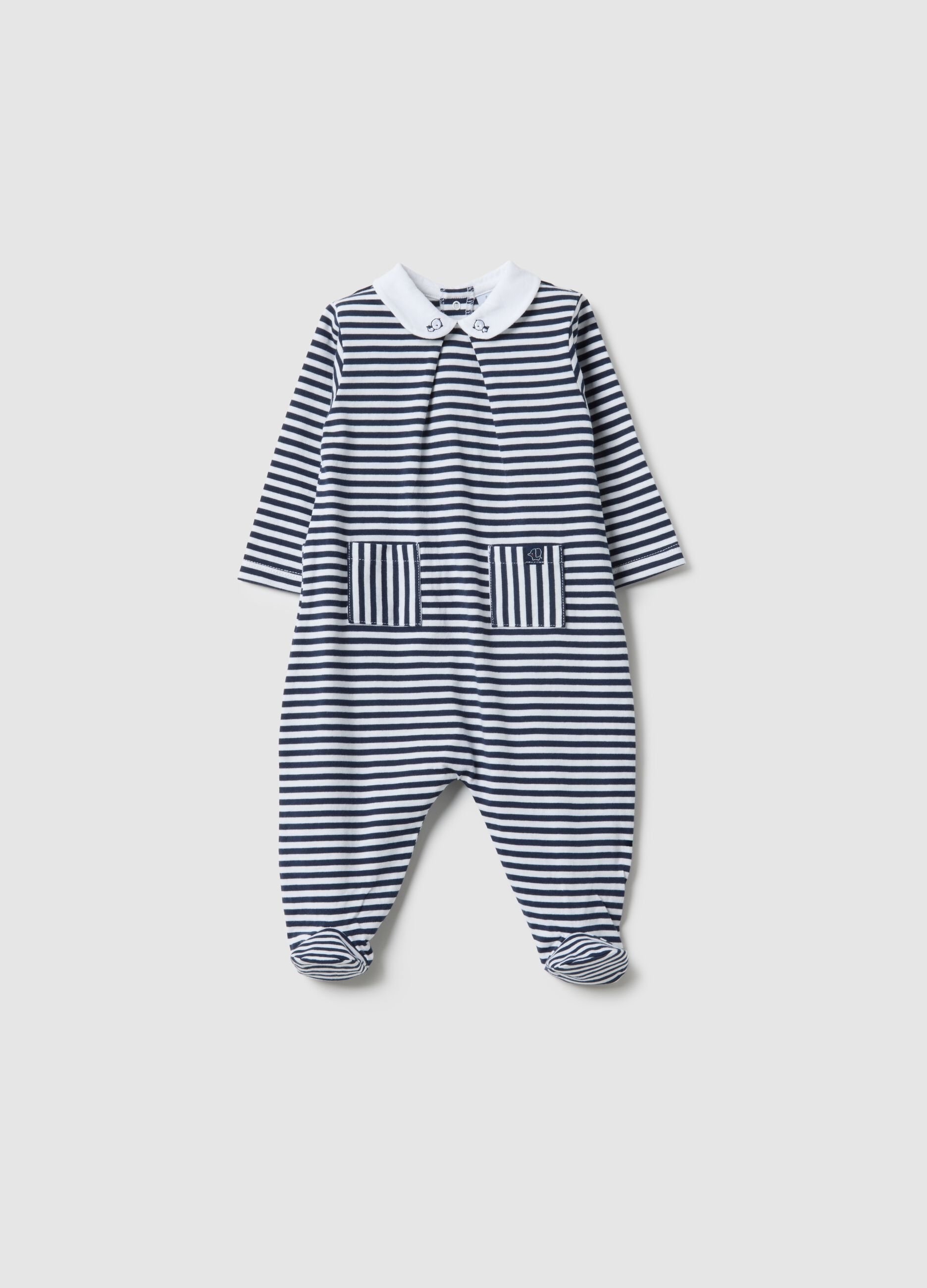 Pure cotton multicolor striped baby romper regular fit