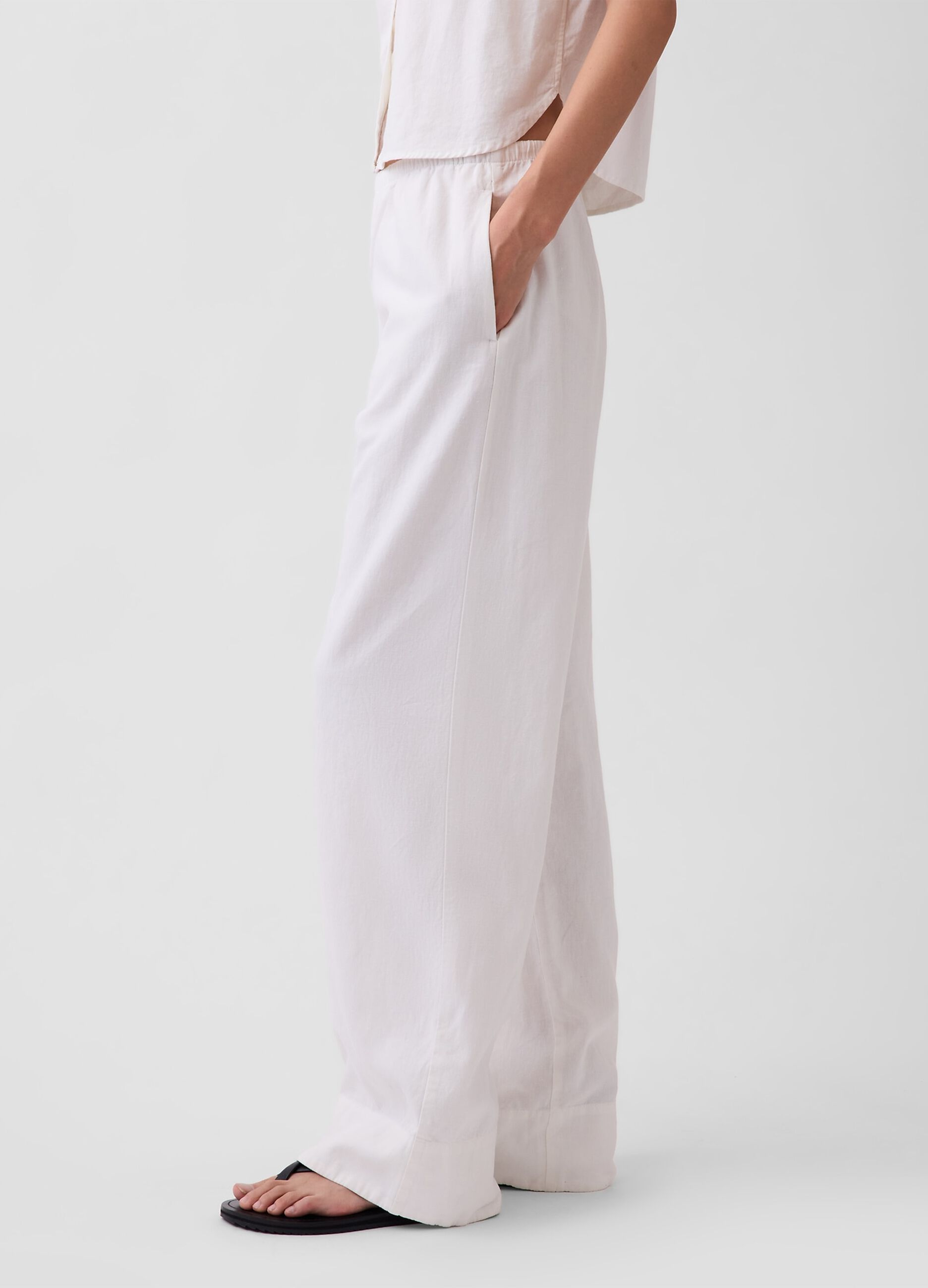 Linen-blend palazzo trousers