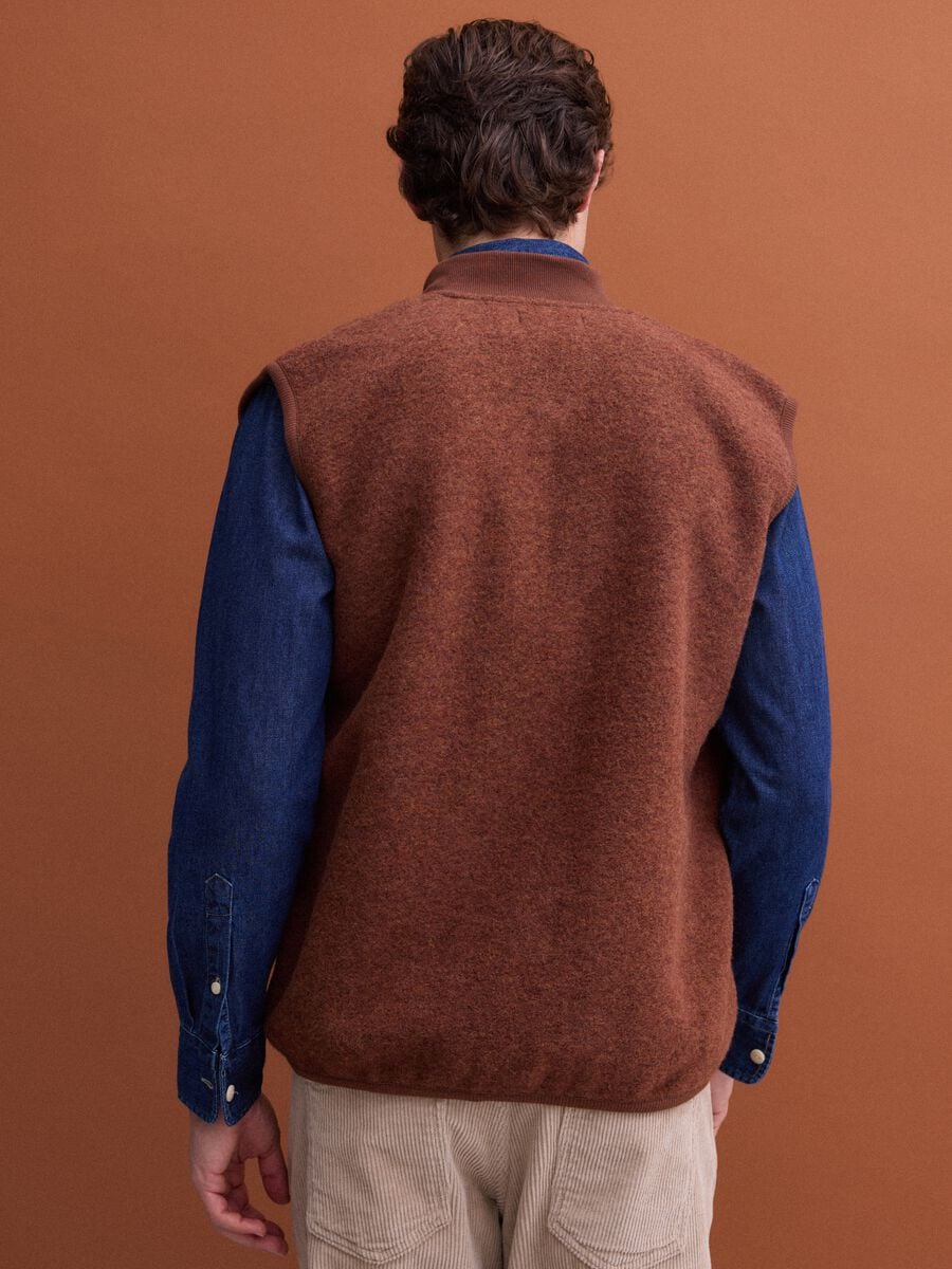 Brown wool-blend gilet with zip_3