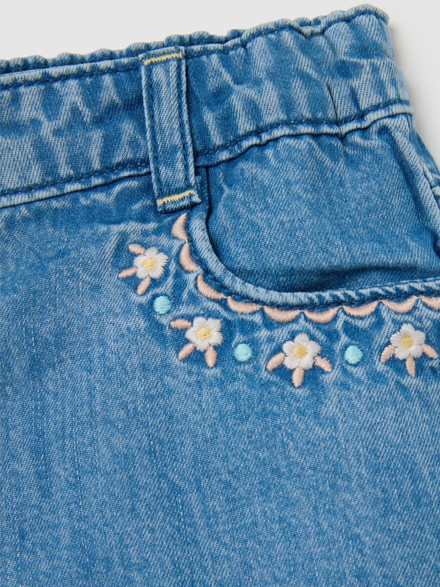 Baby Girl Blue Denim Regular Fit Shorts_3