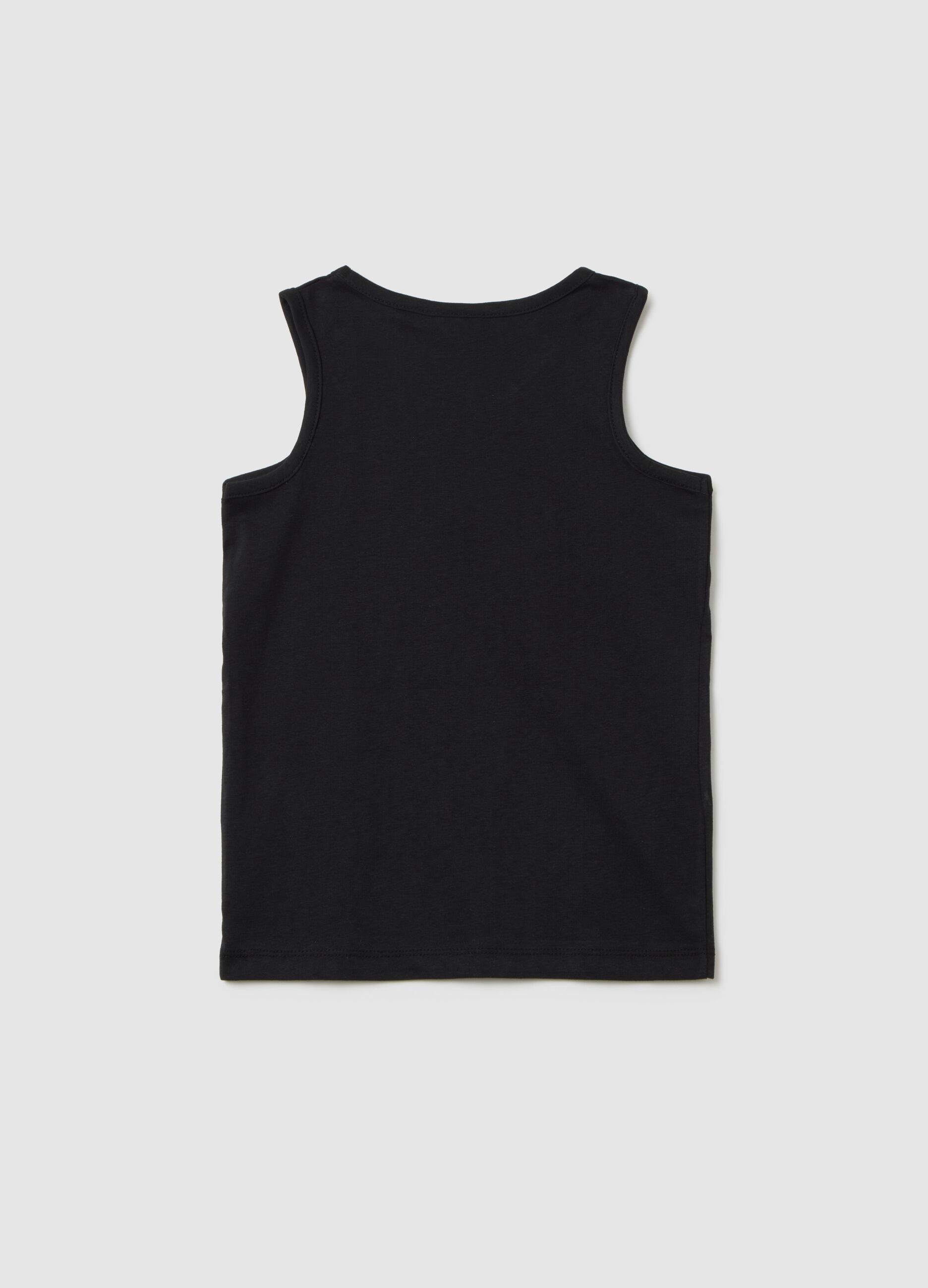 Canotta da bambino in puro cotone nero regular fit