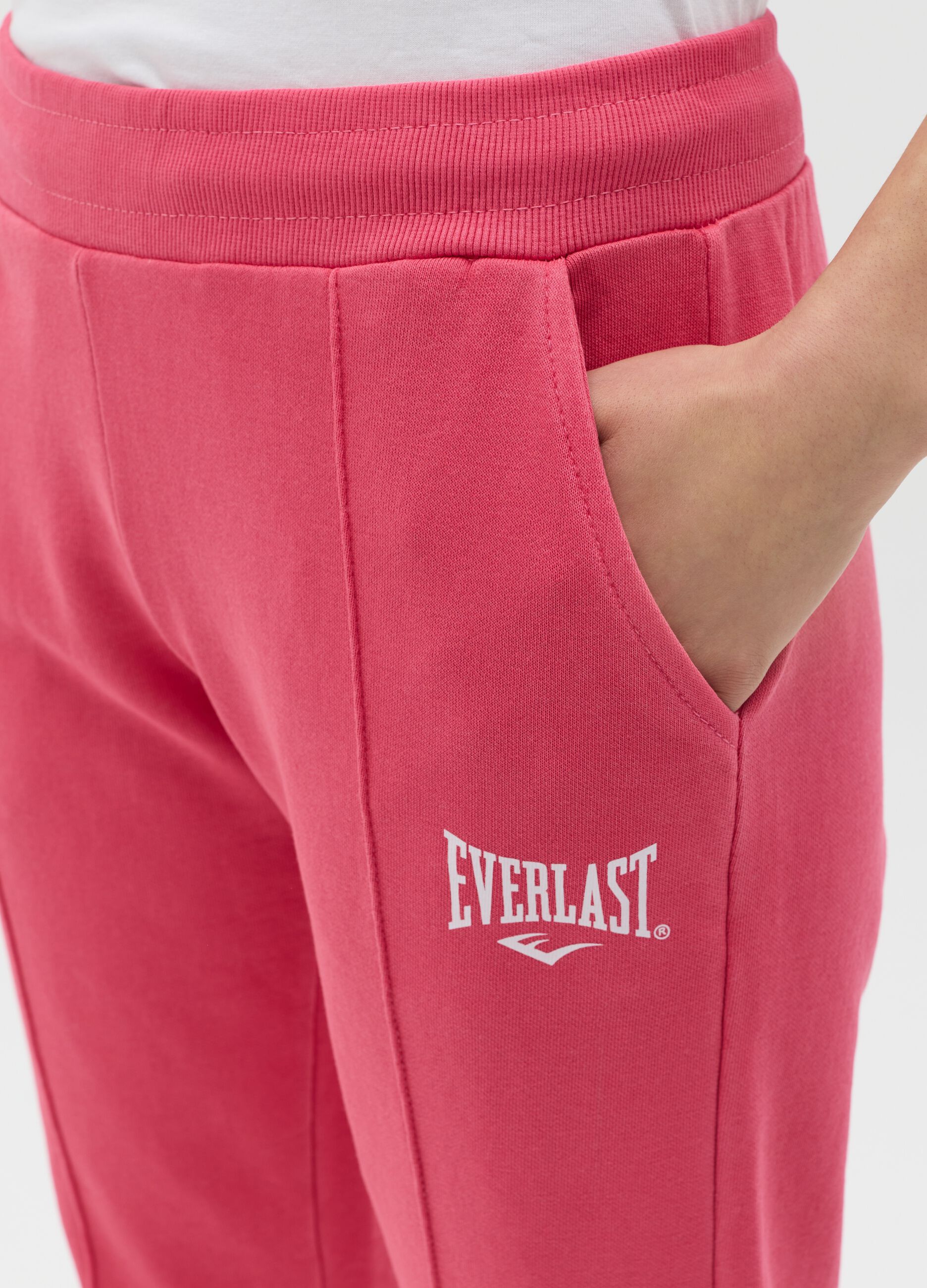 Fuchsia joggers with elasticated edging and logo print