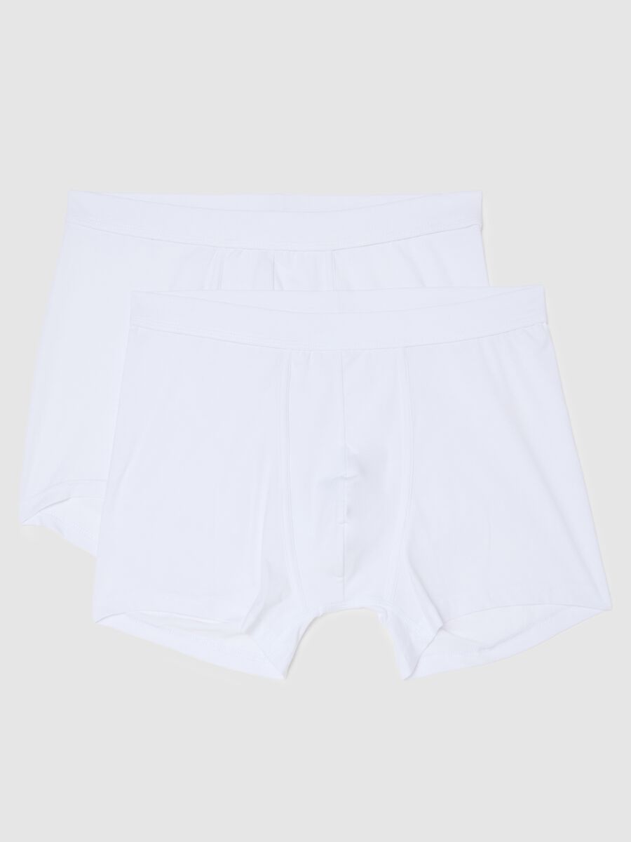 Twin-pack of white boxer shorts in stretch cotton, regular fit_4