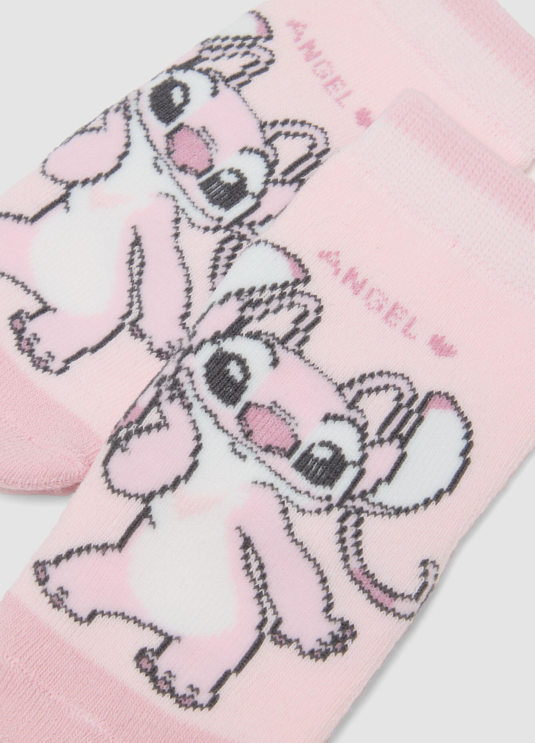 2-pack of pink organic cotton anti-slip socks with Lilo & Stitch print
