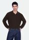 Brown pure cotton over-fit polo-collar knit_0
