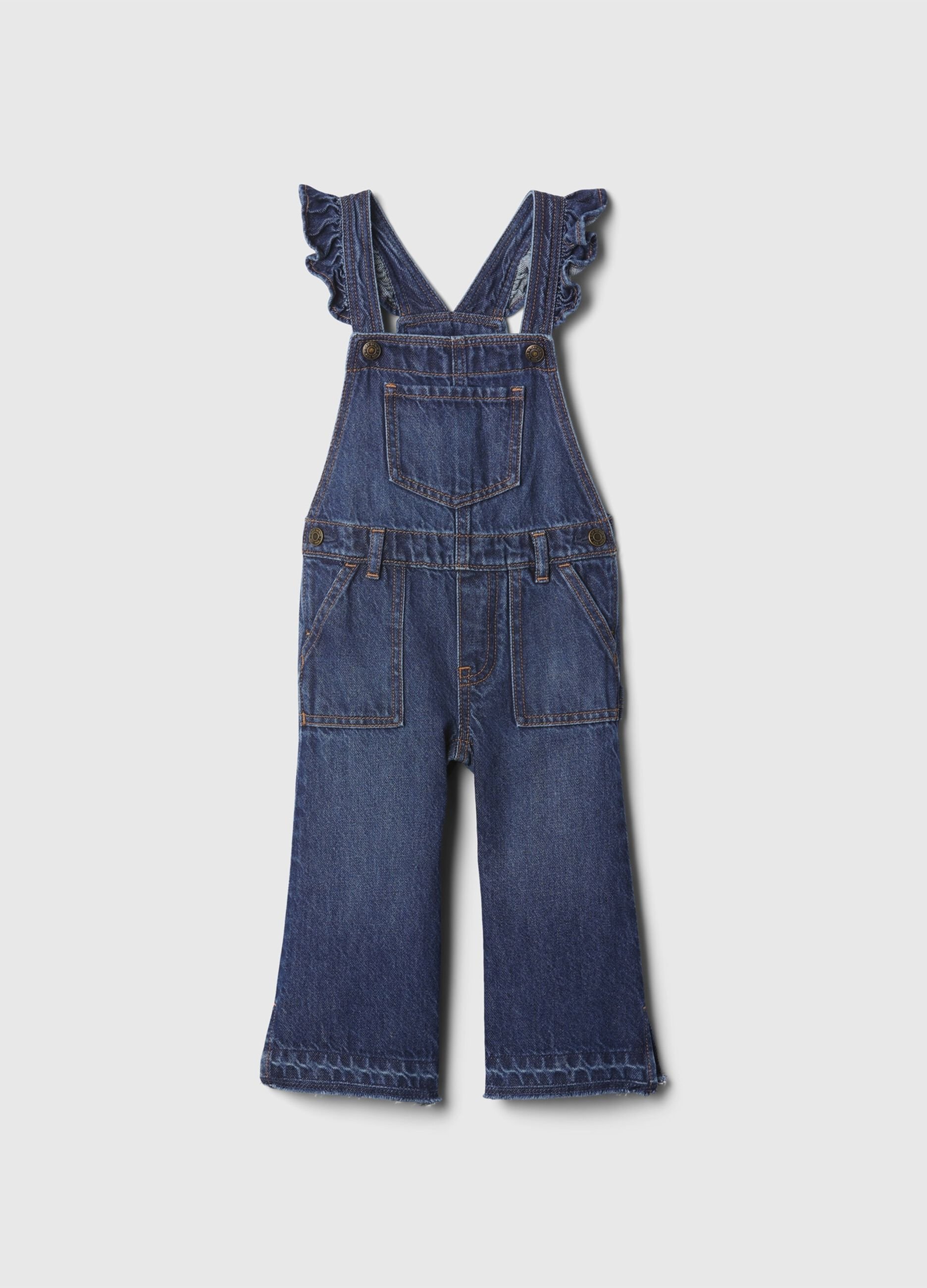 Wide-leg dungarees in denim