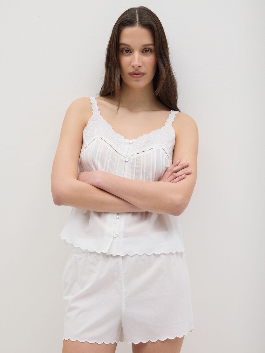 Women's white pure cotton regular fit pyjama set_1