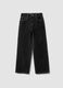 Black straight-leg pure cotton jeans with star detail for girls_0