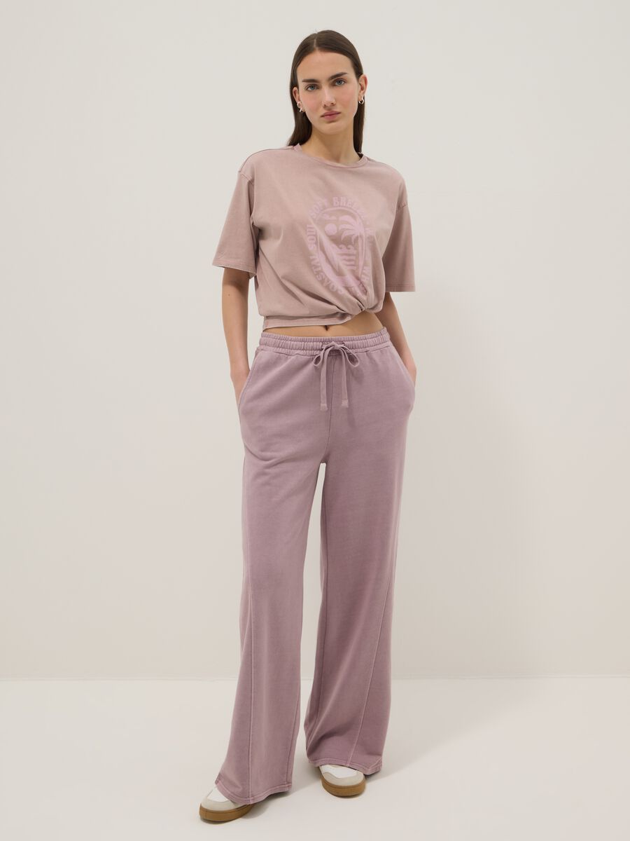 Pink wide leg pure cotton jogger trousers_1