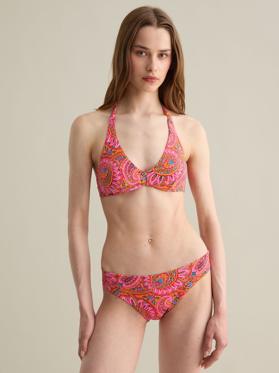 Women’s bikini top in multicoloured stretch fabric_2