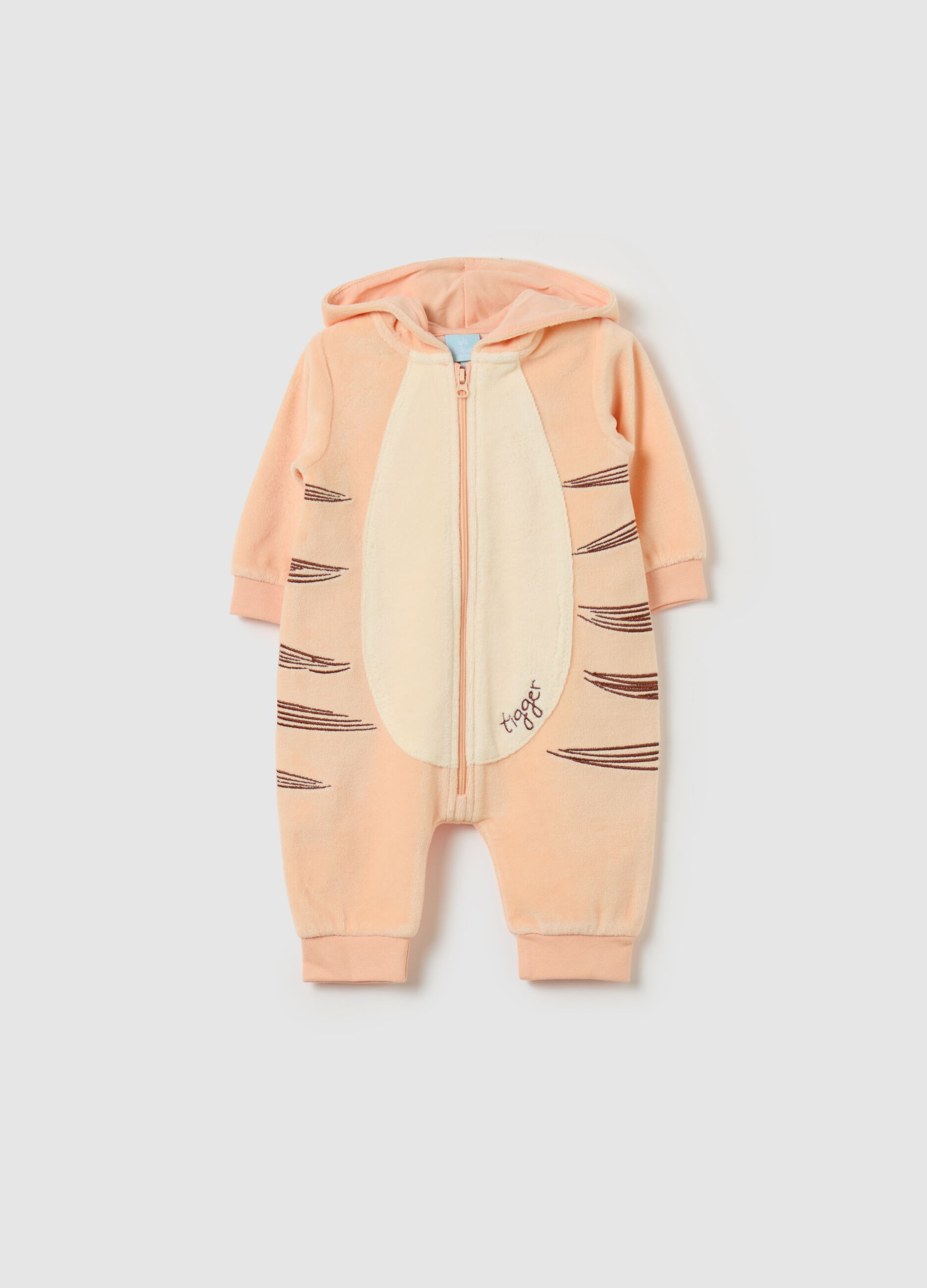 Tutina in velour con ricamo Tigro