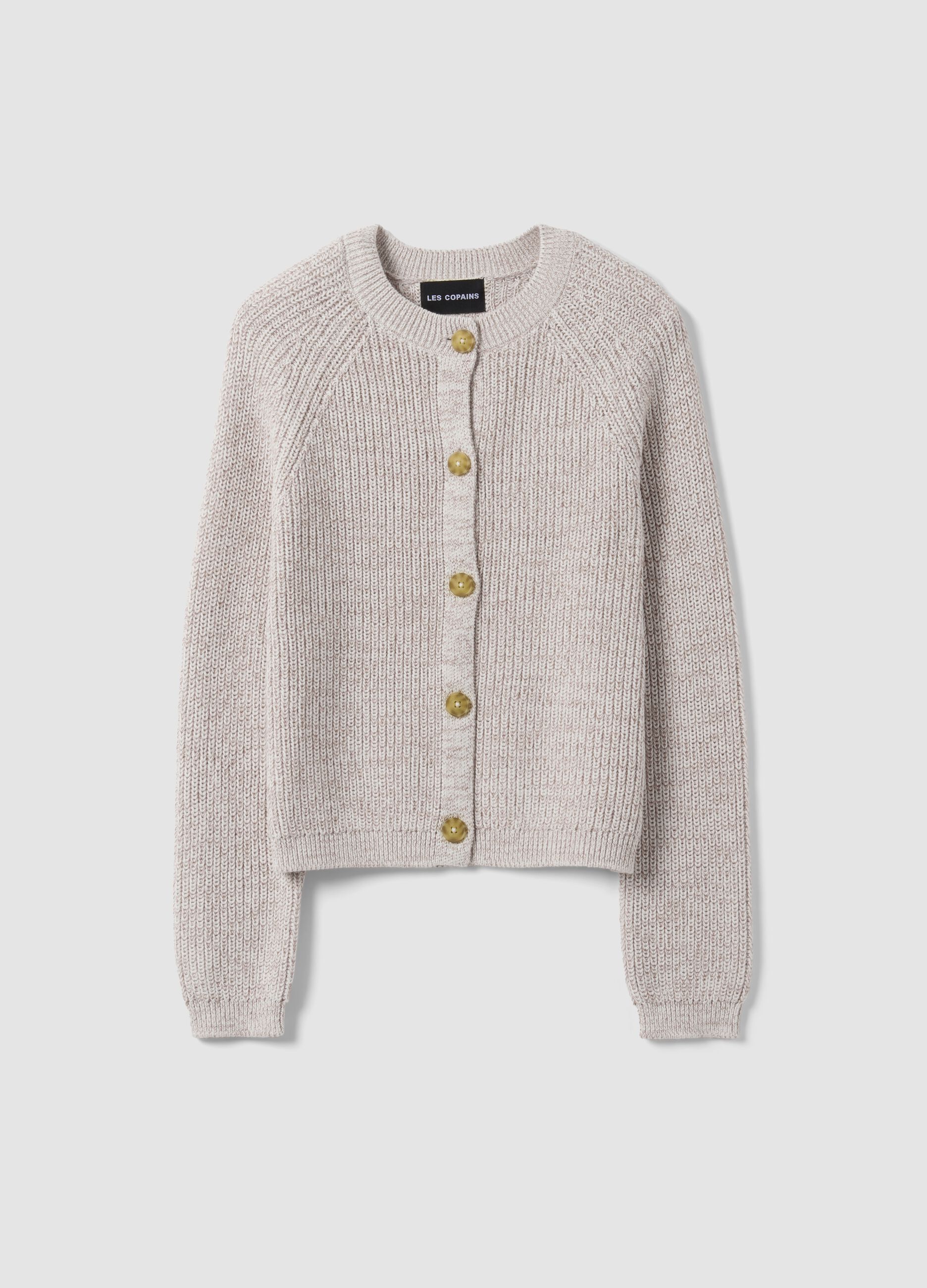 White pure cotton knitted cardigan, regular fit