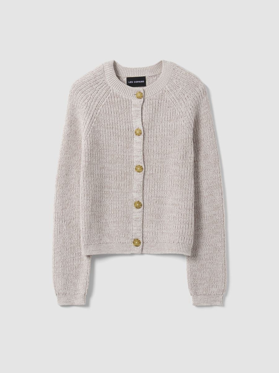 White pure cotton knitted cardigan, regular fit_4