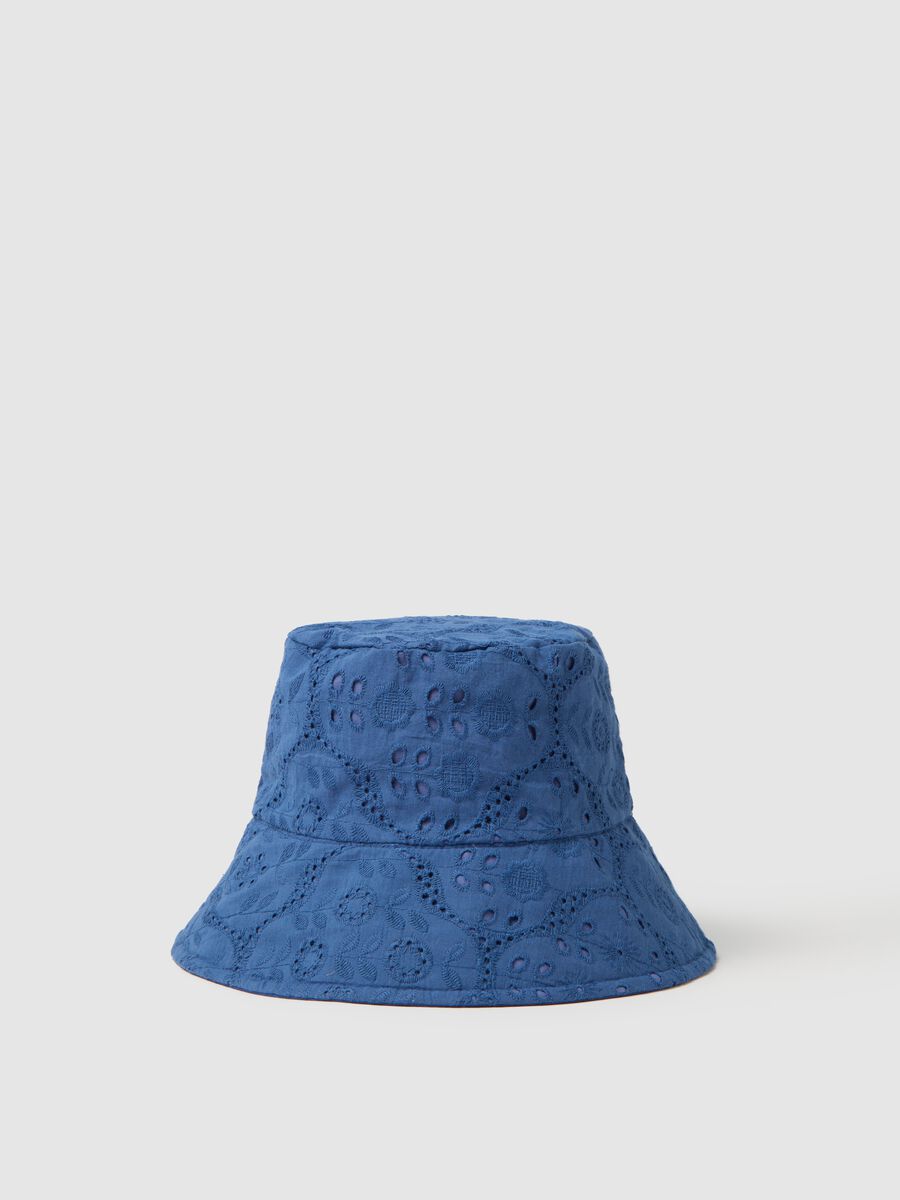 Women's pure cotton blue hat_0