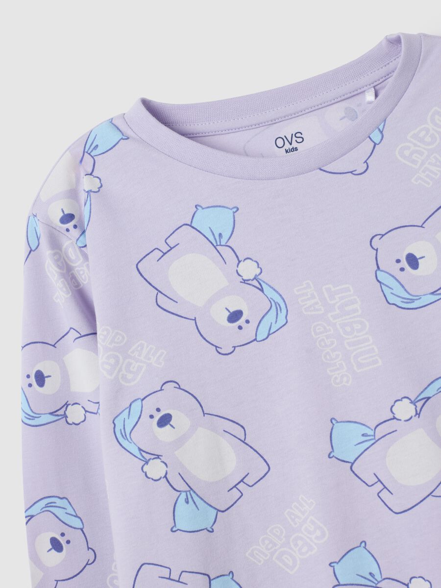 Girls' purple cotton pyjamas with a regular fit_3