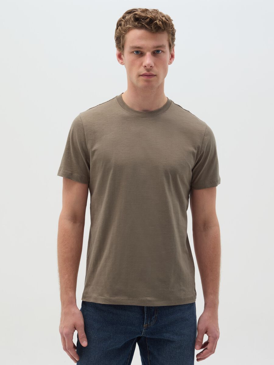 T-shirt in slub cotton with round neck_0
