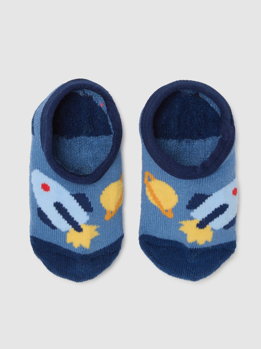 Calzini antiscivolo da neonato in cotone blu elasticizzato_0