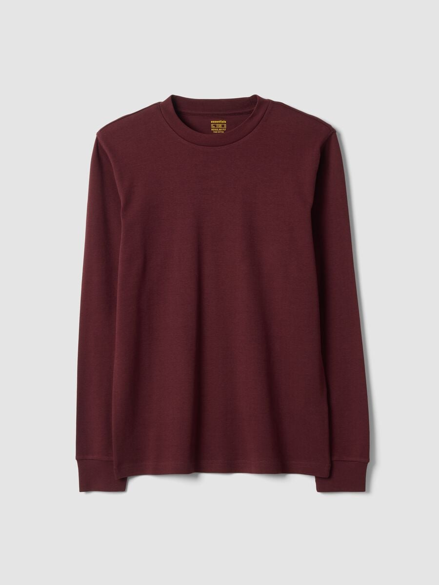 T-shirt viola in puro cotone con girocollo_0