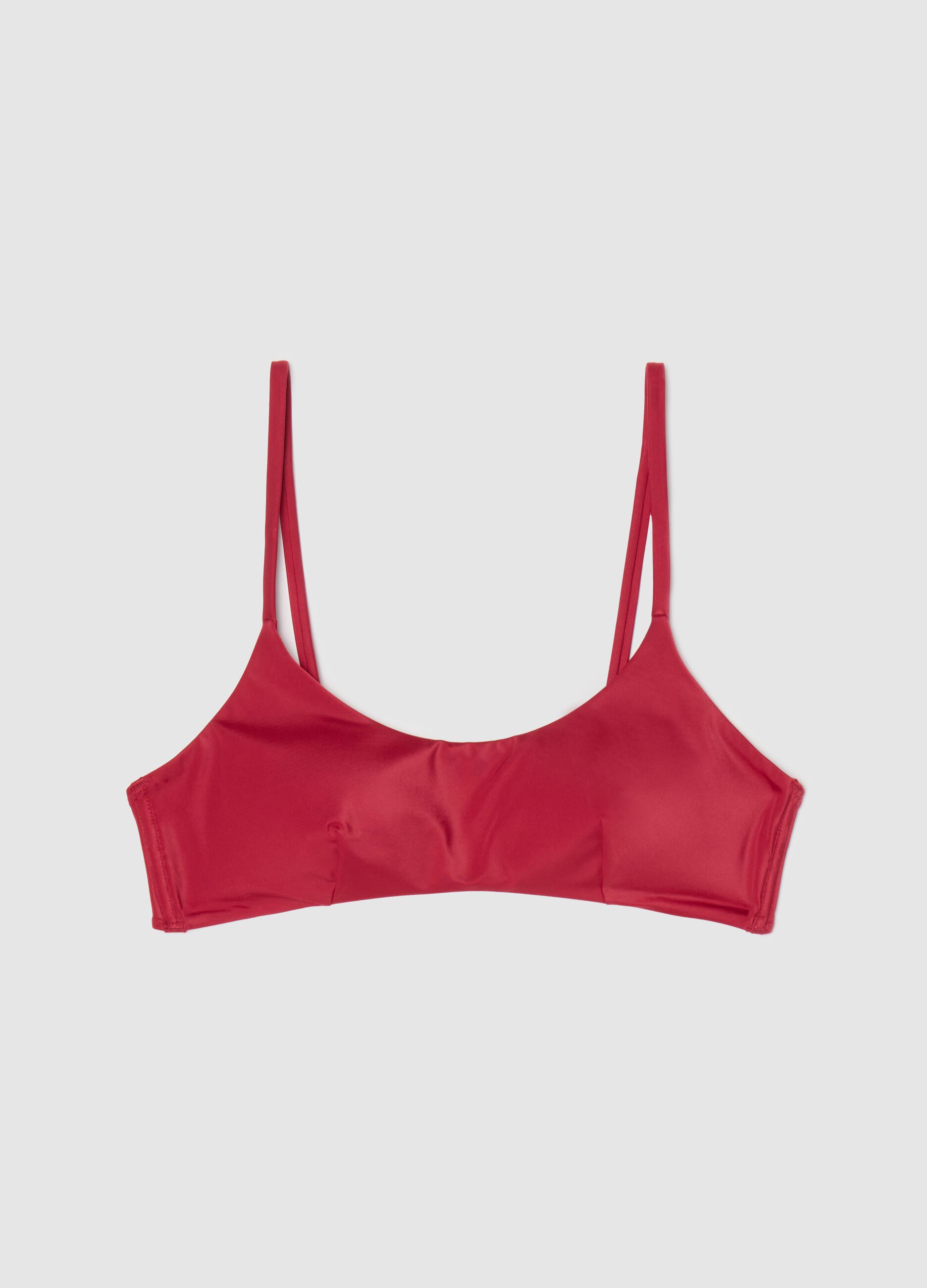 Red bralette bikini top with removable padding