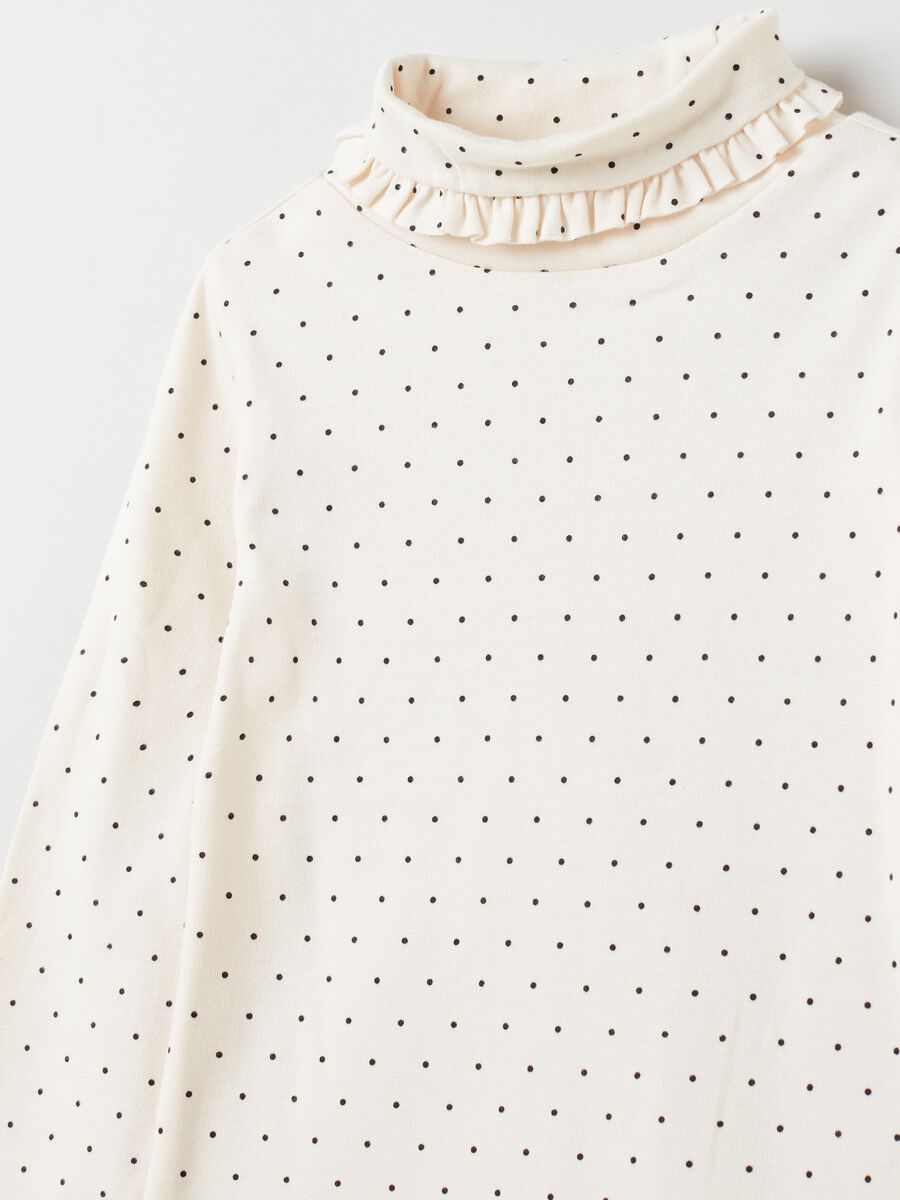 T-shirt a collo alto con stampa pois_2