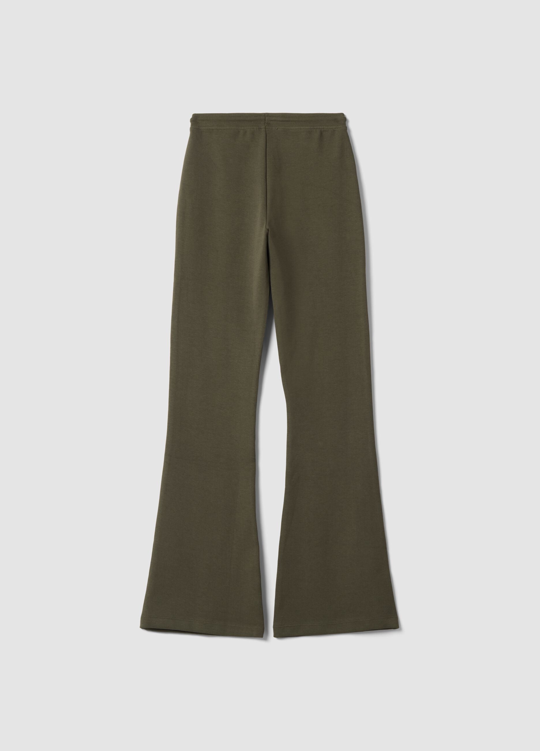 Jogger verde flare in cotone organico elasticizzato