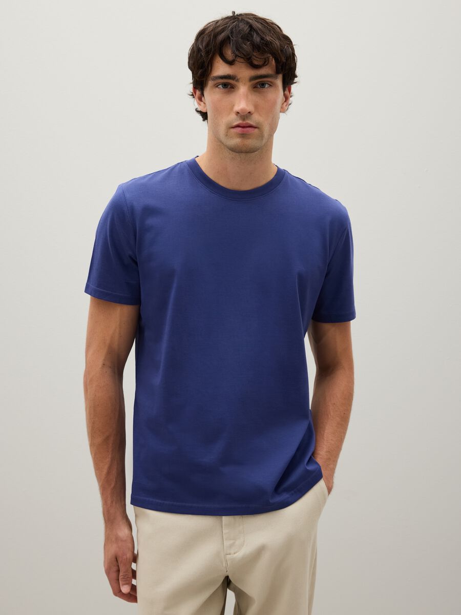 Blue pure cotton T-shirt_0