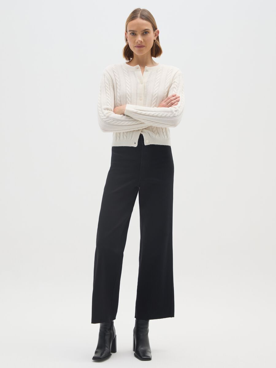 White regular fit cardigan with buttons_1