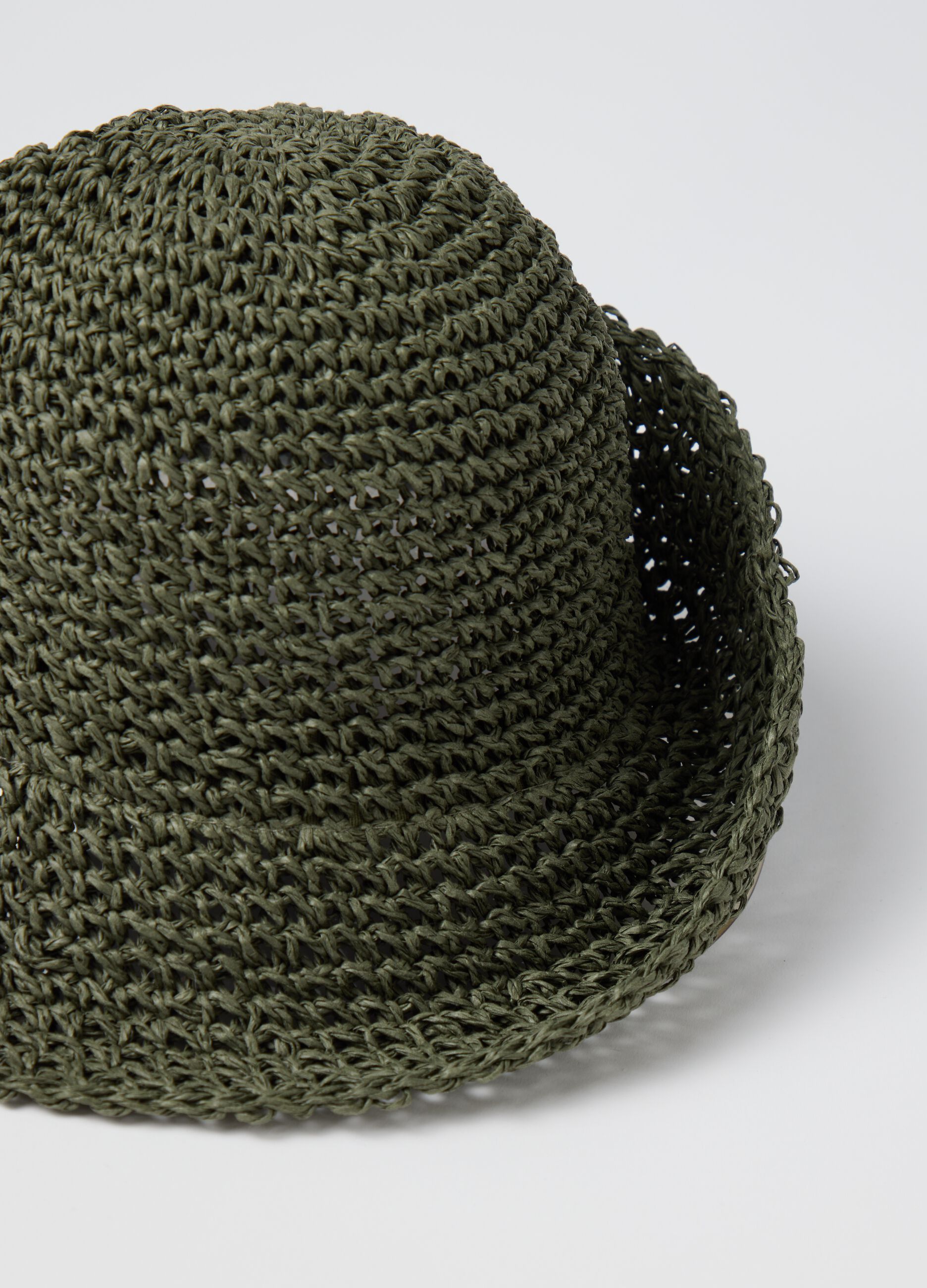 Cappello da donna in puro tessuto paper verde