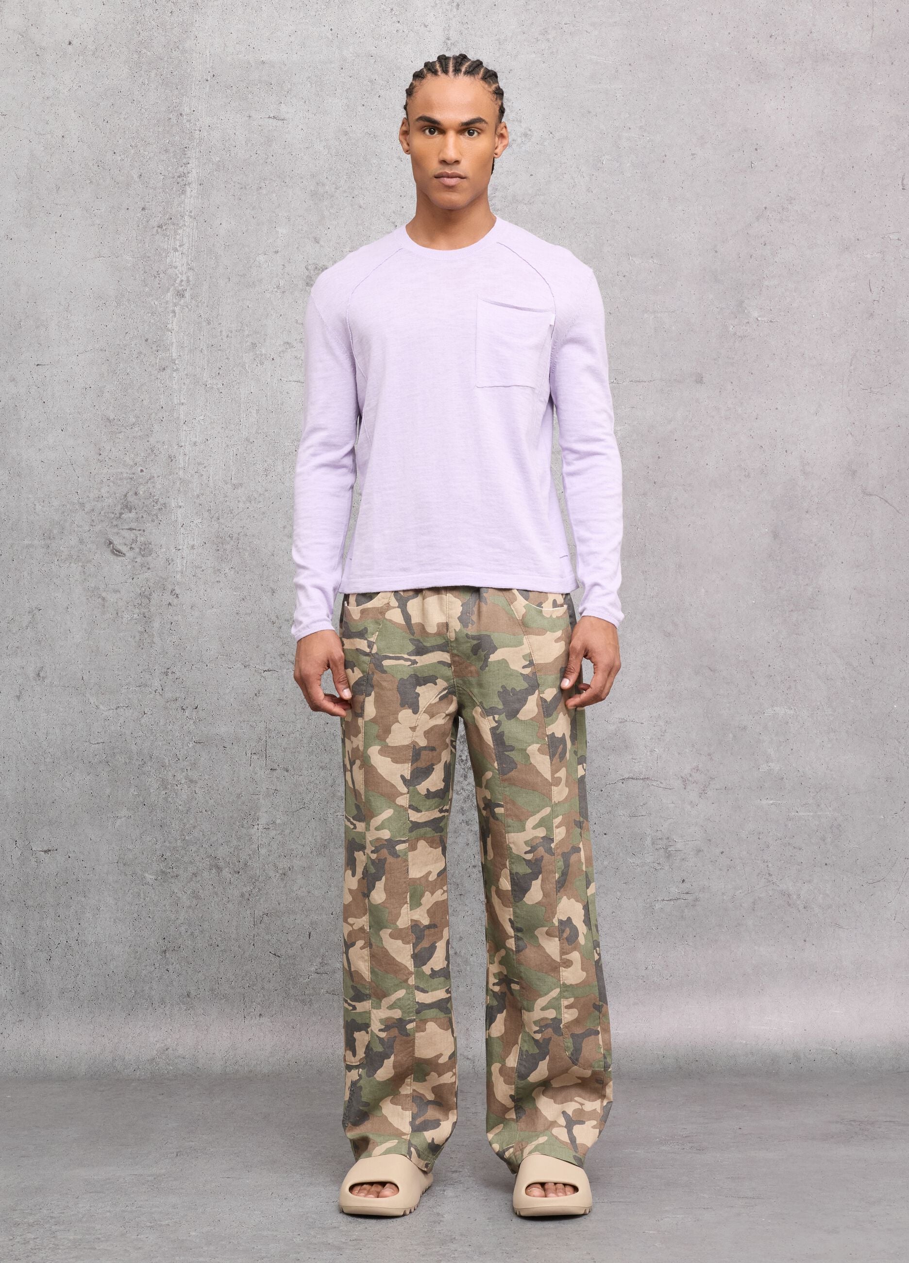 Pastel Lilac Knit Long-Sleeve T-Shirt