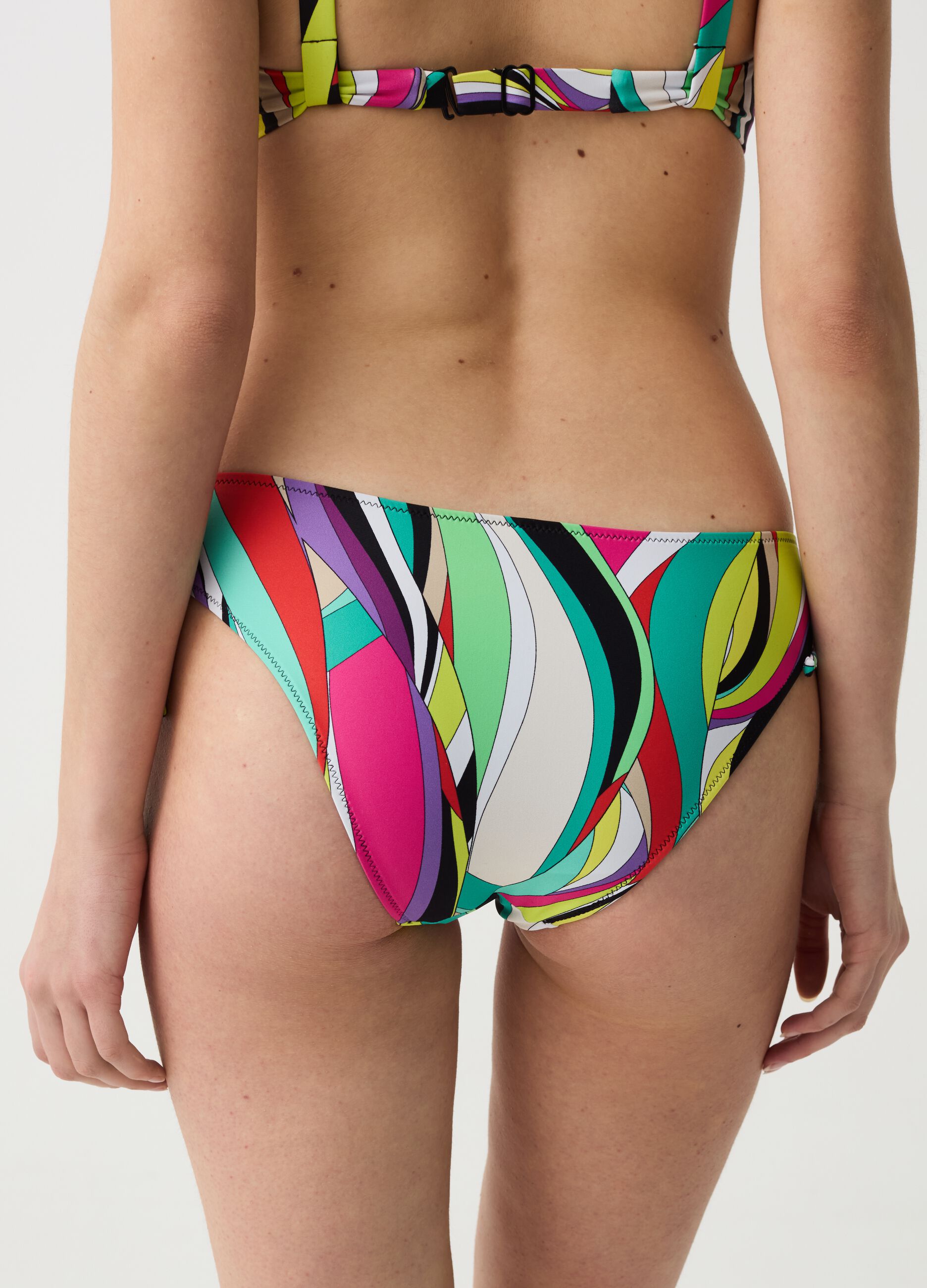 Slip bikini con coulisse fantasia multicolor