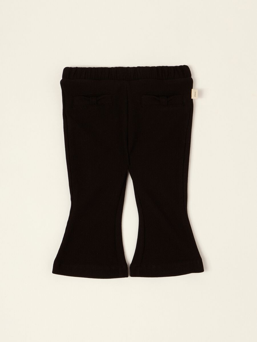 Baby girls' black flared trousers in stretch viscose_0