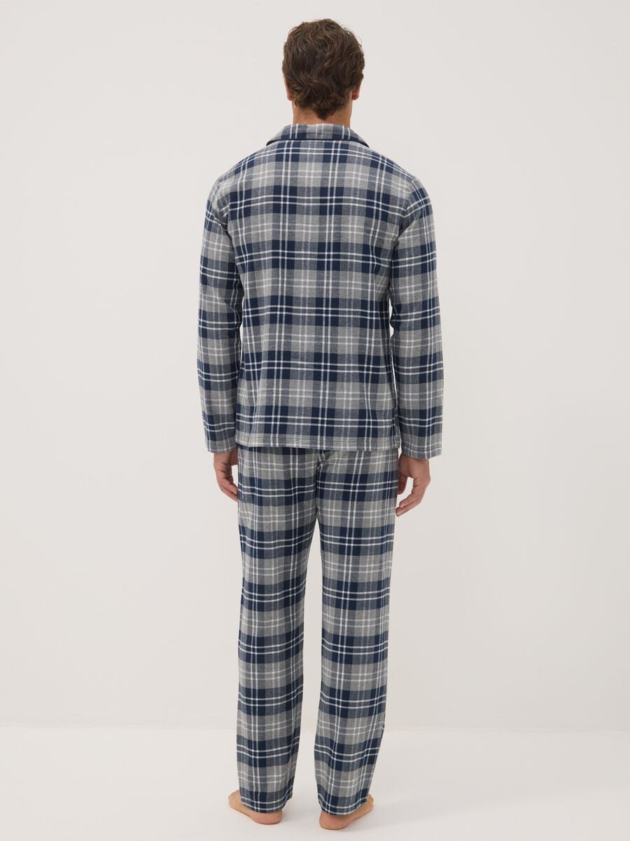 Pigiama grigio e blu in flanella di puro cotone organico regular fit_3