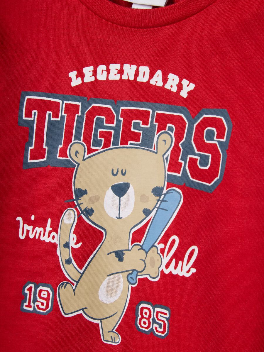 Red pure cotton regular fit toddler T-shirt with tiger_2