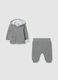 Grey cotton blend newborn set with hood and pockets_0
