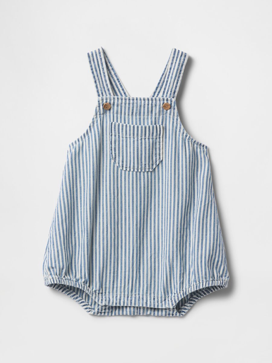Striped White and Light Blue Dungarees for Children_0