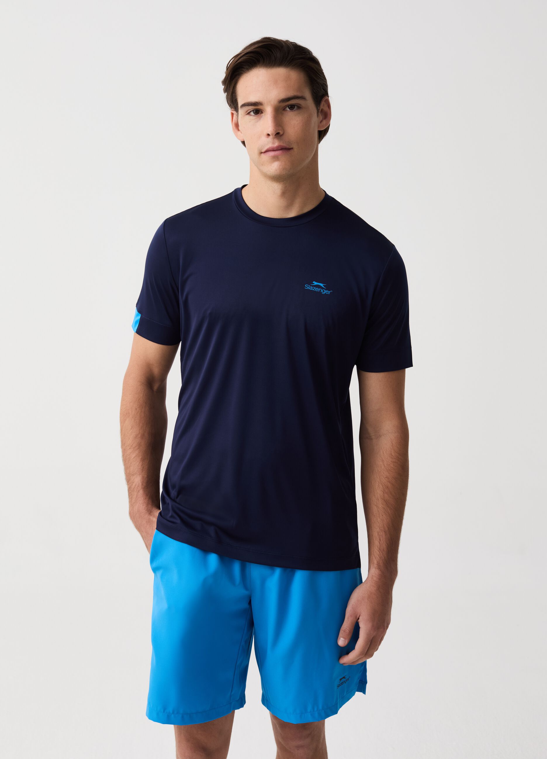 Quick-dry tennis T-shirt with Slazenger print