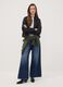 Blue pure cotton super wide-leg jeans_0