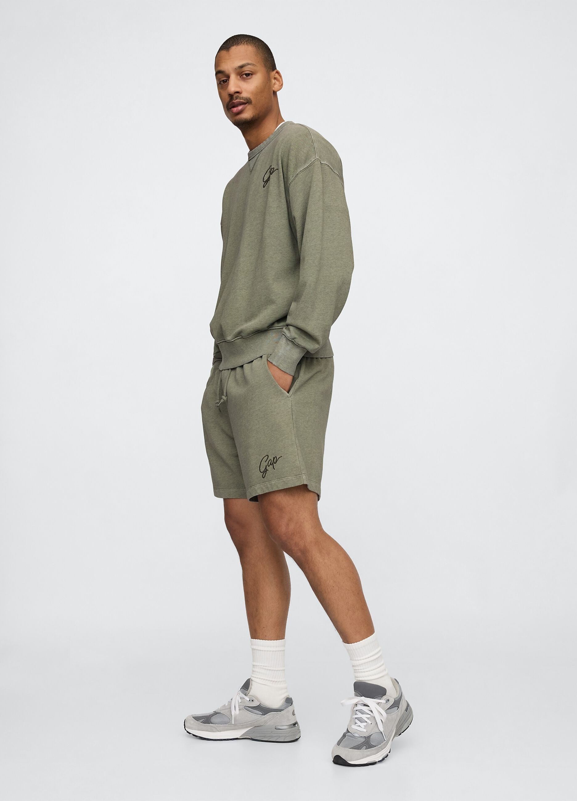 Green Shorts in Cotton and Polyester Blend Gap