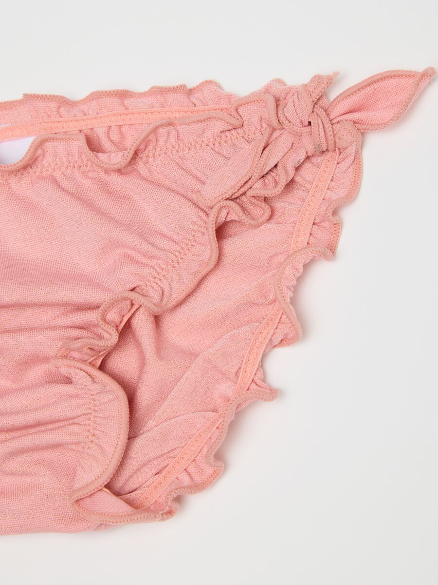 Girls' pink ruched bikini briefs in elastane blend_3