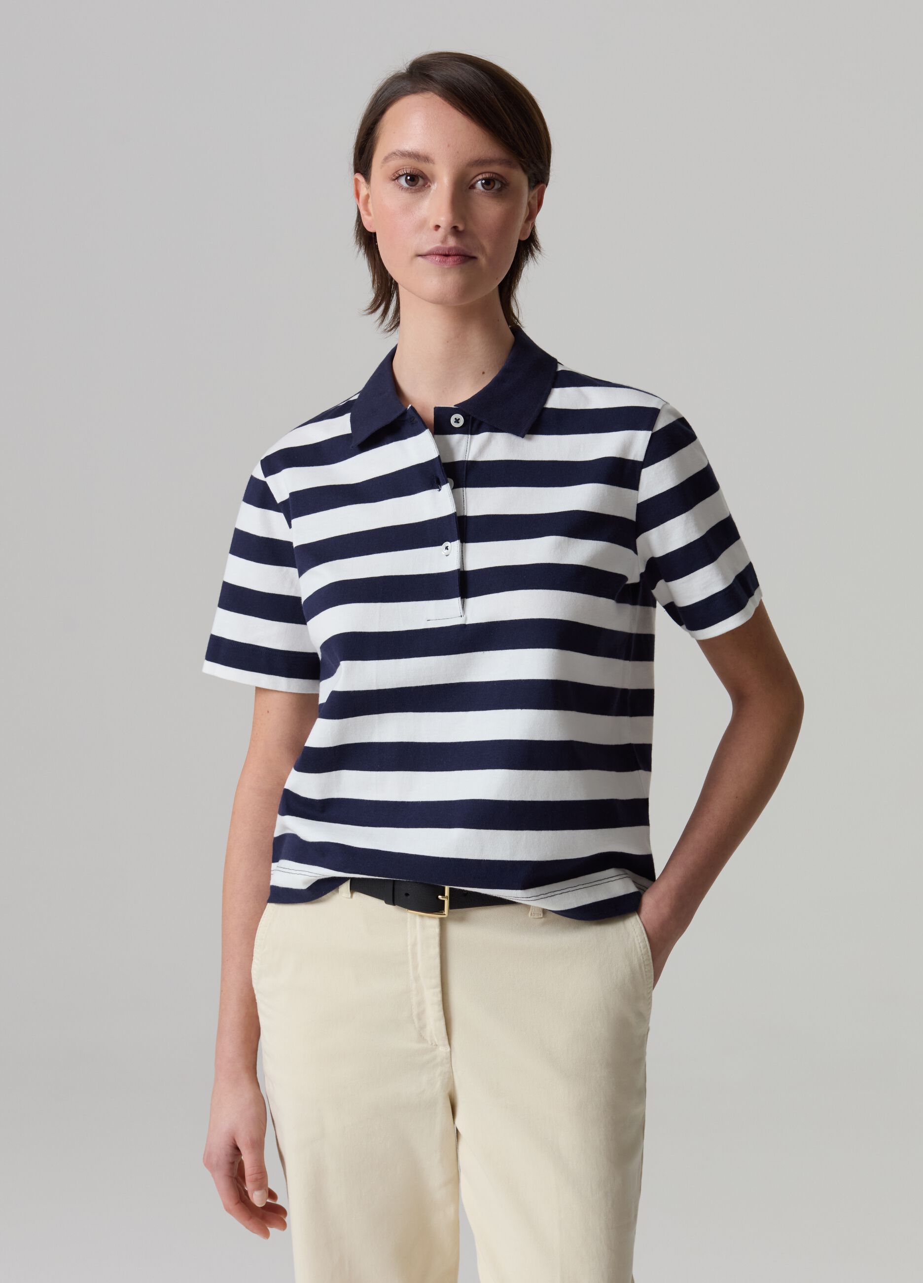 Striped cotton polo shirt
