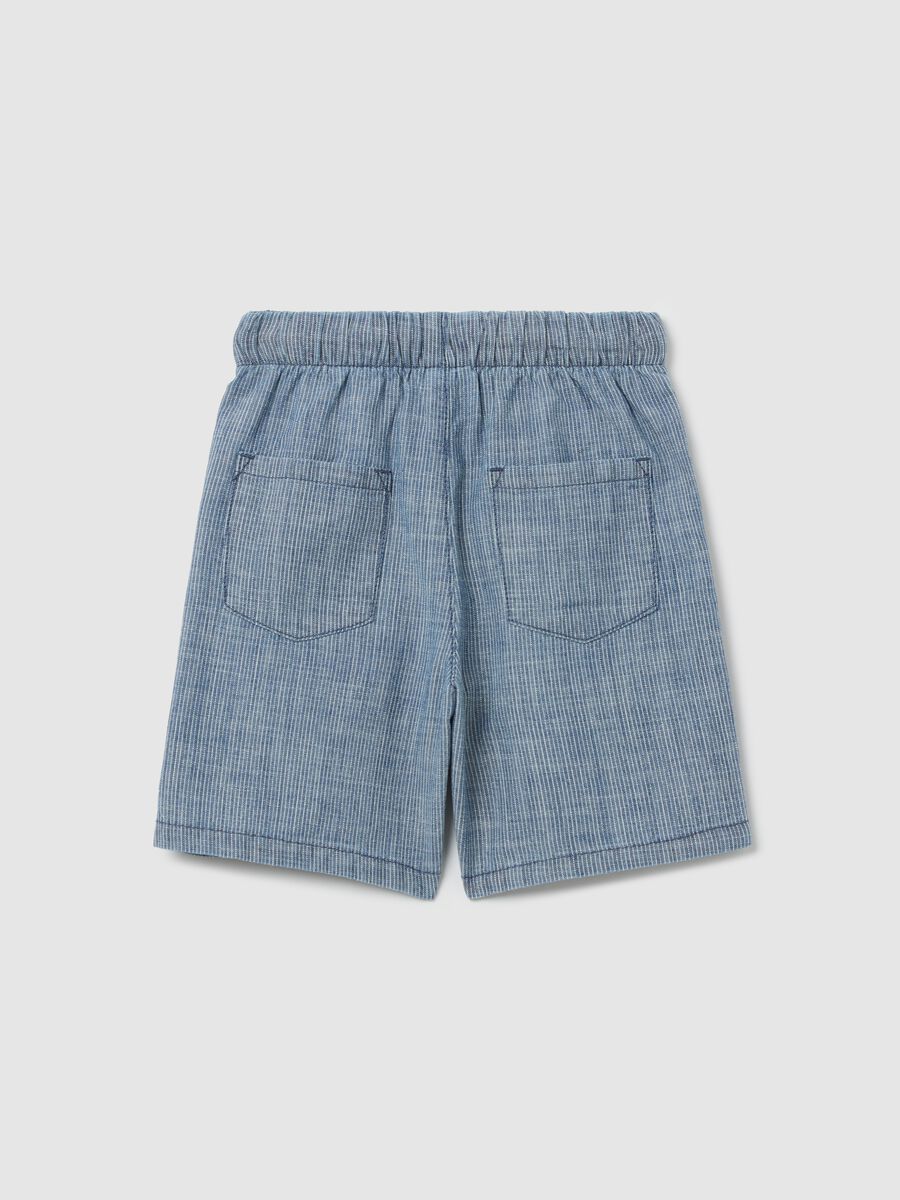 Blue chambray shorts in 100% cotton_1