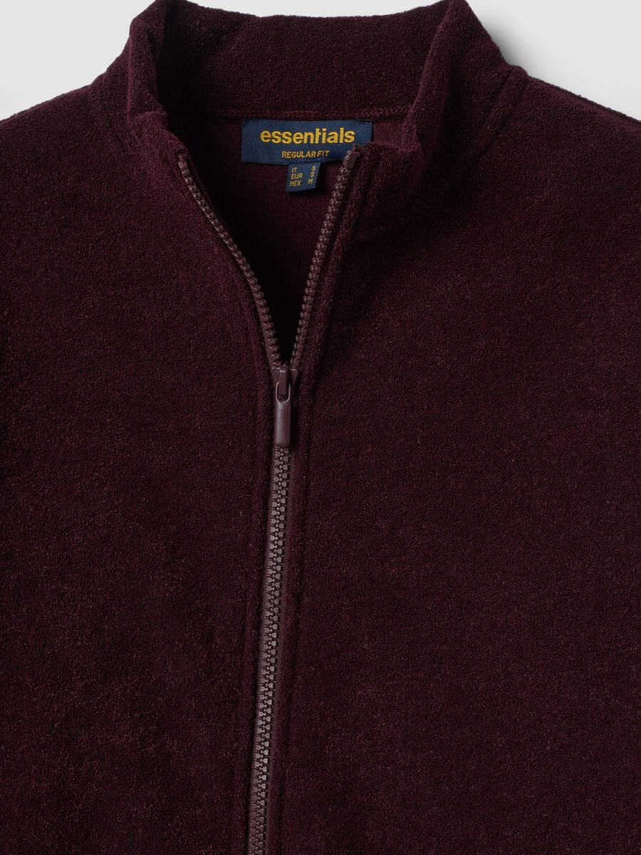 Purple viscose-blend fleece sweatshirt with crew neck and zip, regular fit_1