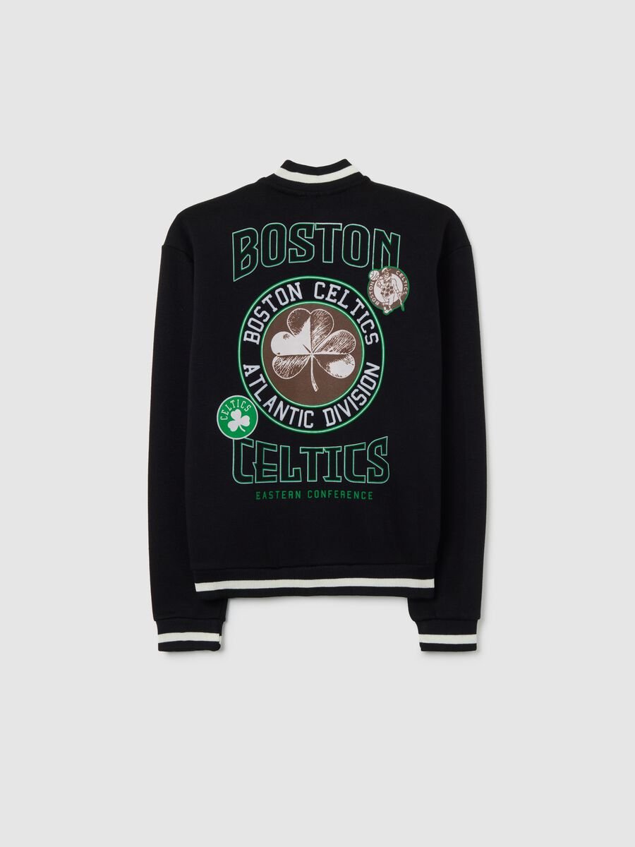 Black cotton blend kids' sweatshirt regular fit with Celtics logo_1