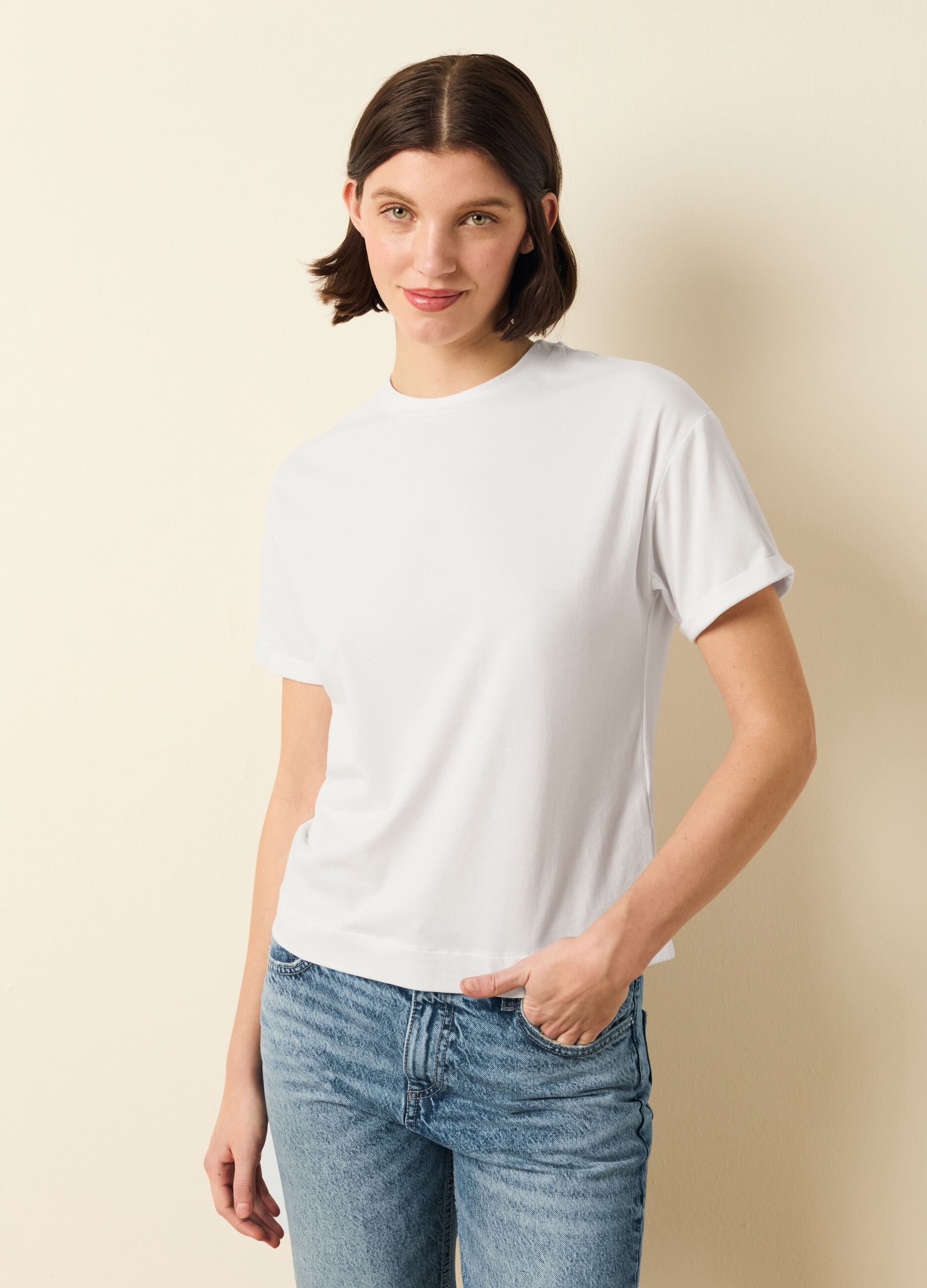 Stretch cotton and modal T-shirt