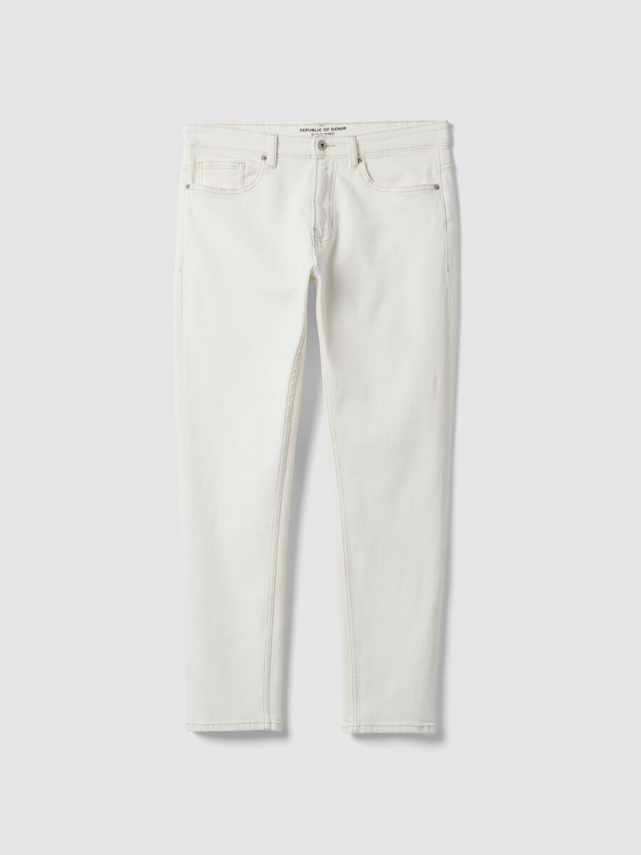 White slim-fit stretch cotton jeans_4