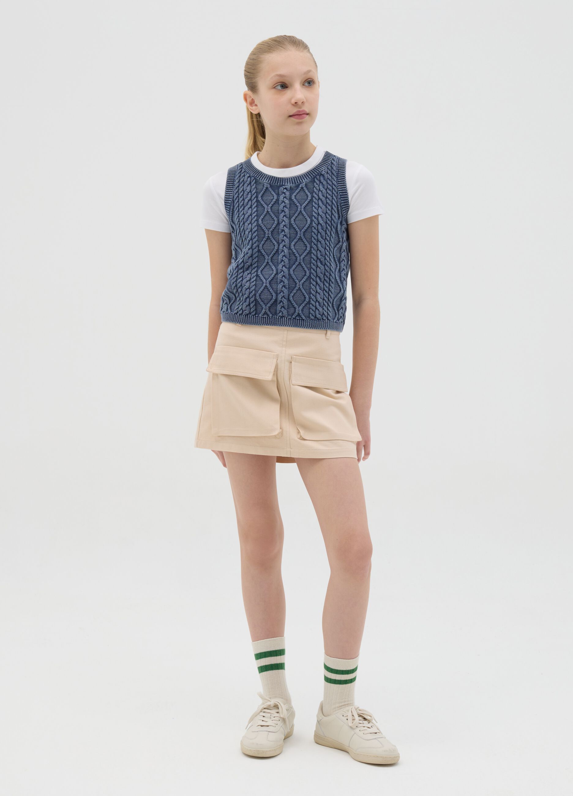 Minigonna beige cargo
