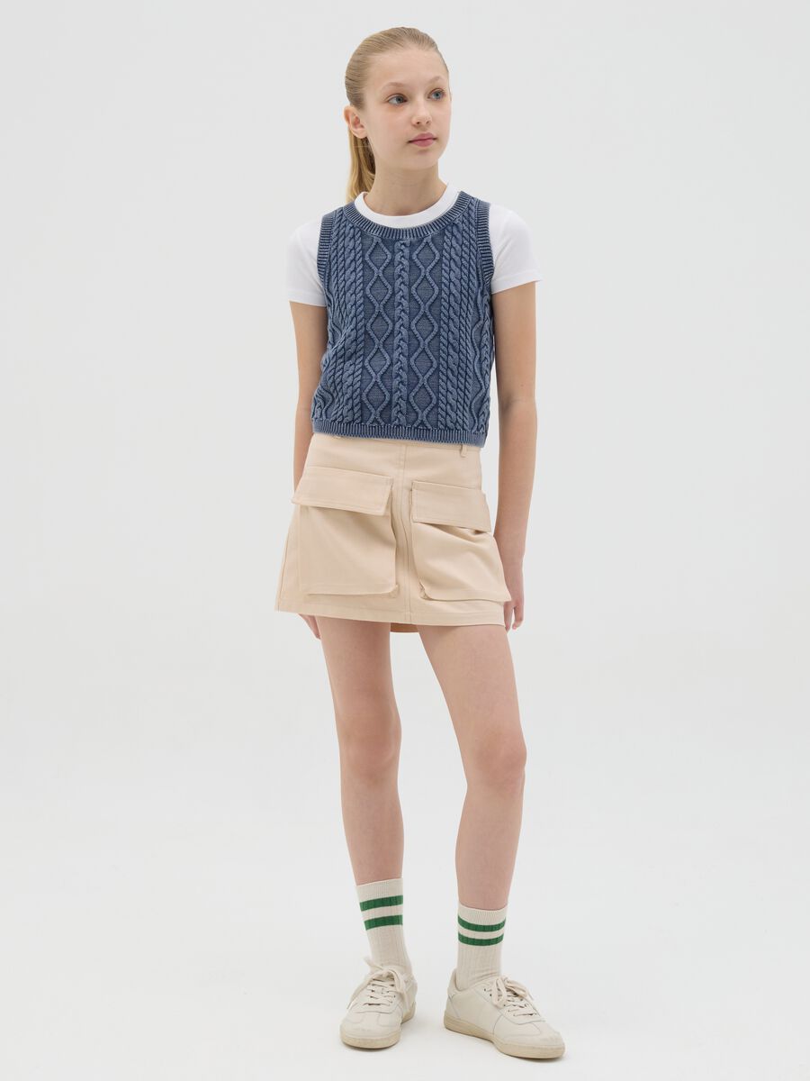 Beige cargo miniskirt_1