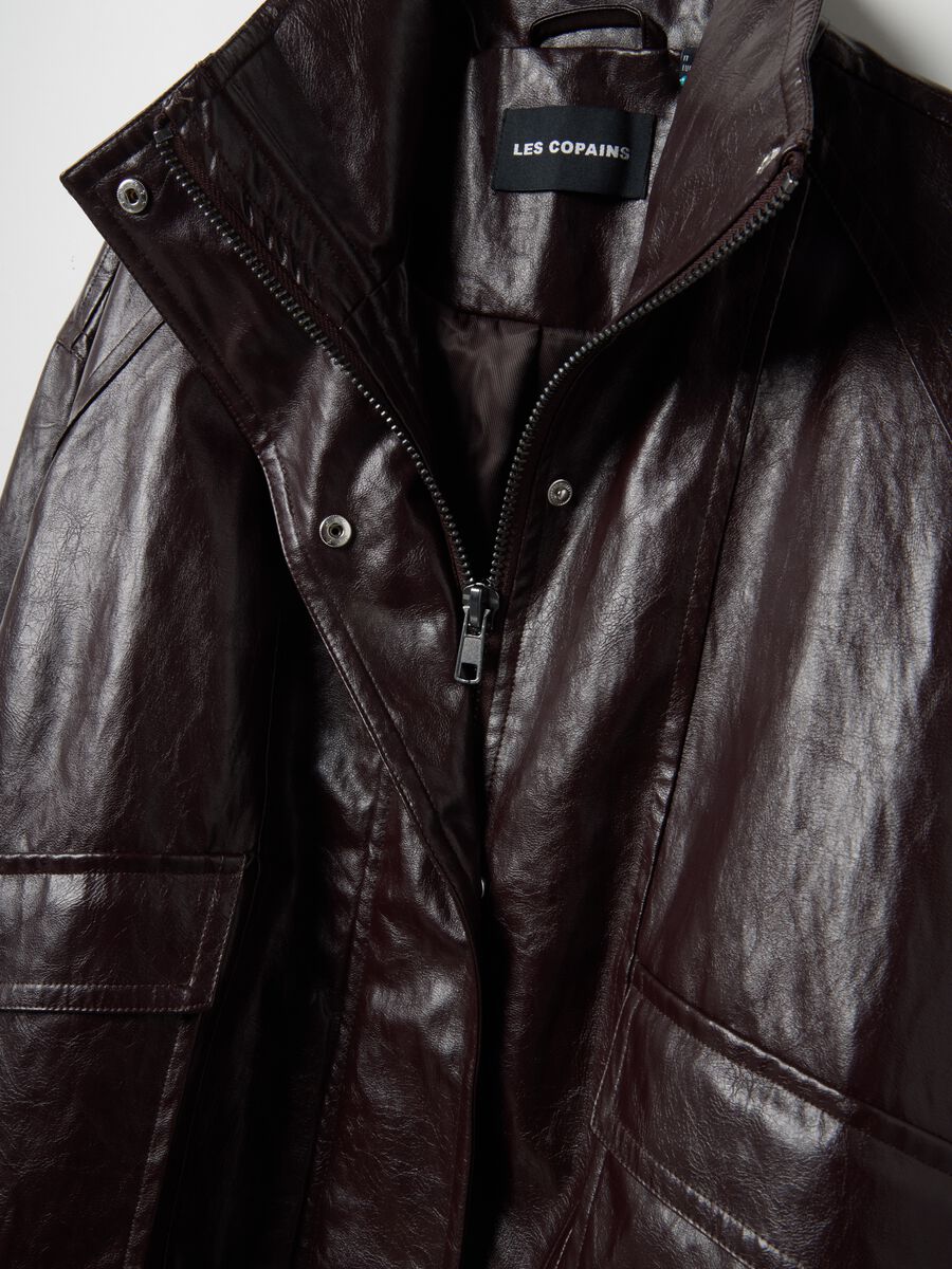 Shiny brown oversized viscose-blend jacket_5